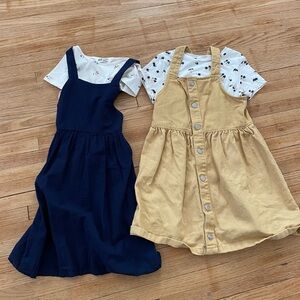 H&M Girl 6X set of two 2 piece outfits jumpers Kids Navy and Tan Dresses